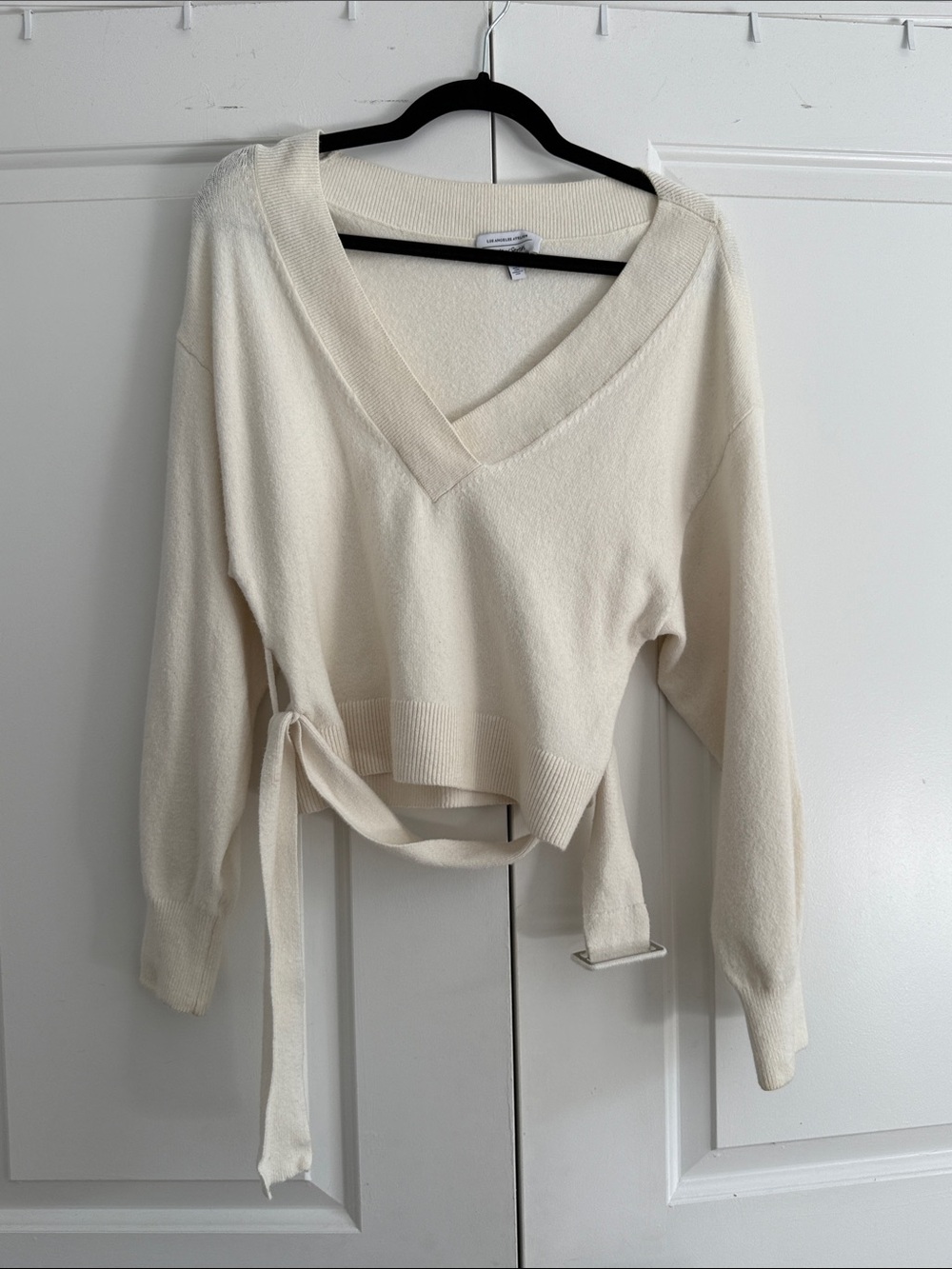 Women's V-Neck Wrap Sweater in Cream
